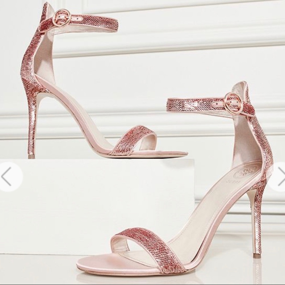 NIB Guess Kahlua Sequin Ankle Strap Heel - Picture 3 of 7